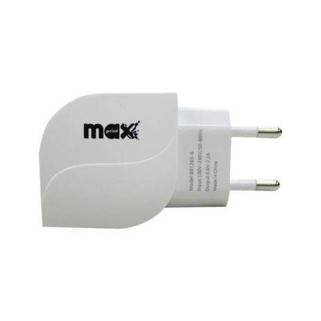 Carregador de Tomada USB Maxprint Duo Branco - Bivolt Menor preço em Carregador de Tomada USB Maxprint Duo Branco - Bivolt