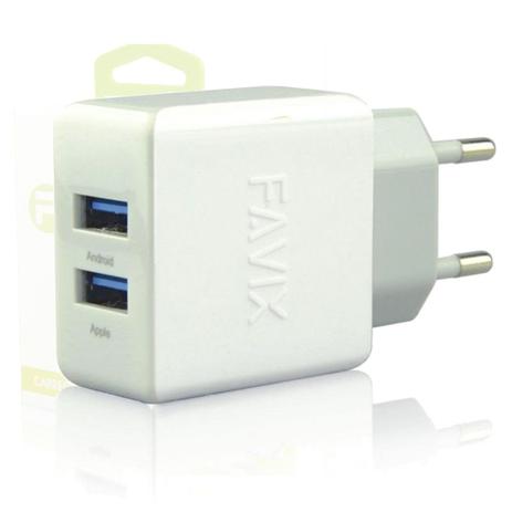 Carregador Fonte Universal Usb 2 Saidas Favix Rápido Celular Bivolt primeira Linha Menor preço em Carregador Fonte Universal Usb 2 Saidas Favix Rápido Celular Bivolt primeira Linha