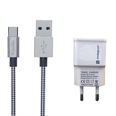 Carregador Metálico Compatível com Motorola Moto G6 Plus Cabo Usb C e Fonte - KinGo Menor preço em Carregador Metálico Compatível com Motorola Moto G6 Plus Cabo Usb C e Fonte - KinGo