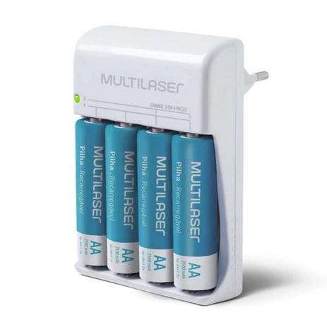 Carregador Multilaser Aa/Aaa + 4 Pilhas Recarregável 2500Mah CB054 Menor preço em Carregador Multilaser Aa/Aaa + 4 Pilhas Recarregável 2500Mah CB054