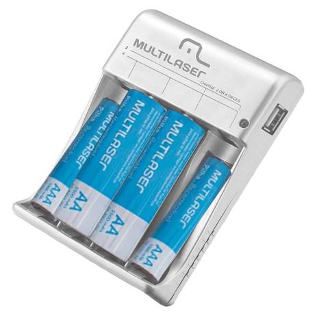Carregador Multilaser com 4 Pilha recarregavel CB073- Bivolt Menor preço em Carregador Multilaser com 4 Pilha recarregavel CB073- Bivolt