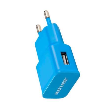Carregador Multilaser de Parede/Tomada USB Azul - CB080A Menor preço em Carregador Multilaser de Parede/Tomada USB Azul - CB080A