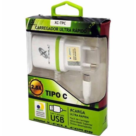 Carregador p/cel tipo c 2.5a tpc / un / x-cell Menor preço em Carregador p/cel tipo c 2.5a tpc / un / x-cell