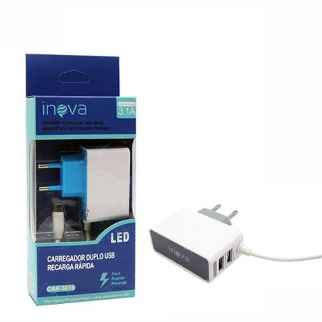 Carregador Para Celular Rápido 3.1A Duplo Usb Excelente Qualidade Inova Original Menor preço em Carregador Para Celular Rápido 3.1A Duplo Usb Excelente Qualidade Inova Original