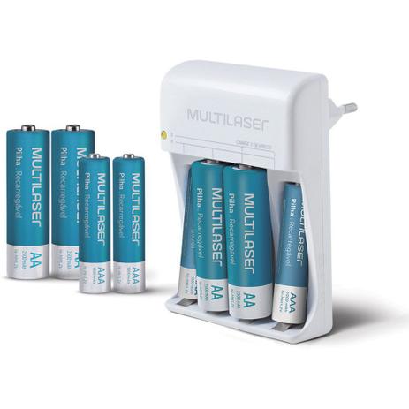 Carregador Para Pilha Recarregável AA/AAA Com 8 Pilhas CB093 - Multilaser Menor preço em Carregador Para Pilha Recarregável AA/AAA Com 8 Pilhas CB093 - Multilaser