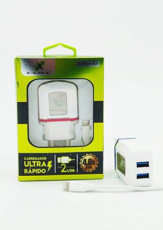 Carregador Parede Ultra Rápido 4.0A 20W iPhone 5,6,7 Com 2 Entradas USB X-CELL Menor preço em Carregador Parede Ultra Rápido 4.0A 20W iPhone 5,6,7 Com 2 Entradas USB X-CELL