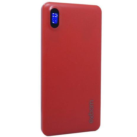 Menor preço em Carregador Portátil Power Bank Display Led Bateria 10000mAh Celular Tablet Usb PB-M81 Slim Vermelho - Exbom