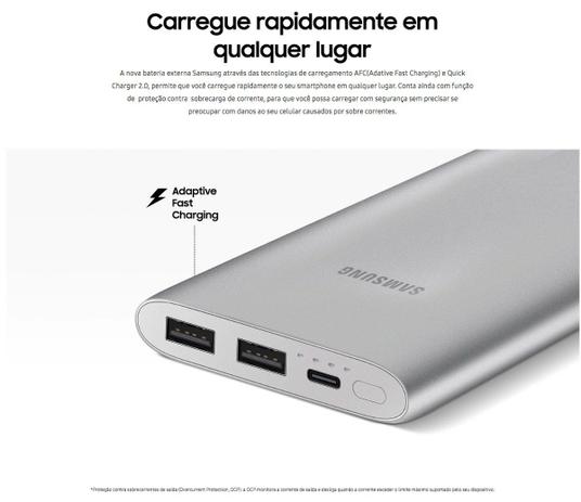 Carregador Portátil Samsung 10000mAh Fast Charge Original Menor preço em Carregador Portátil Samsung 10000mAh Fast Charge Original