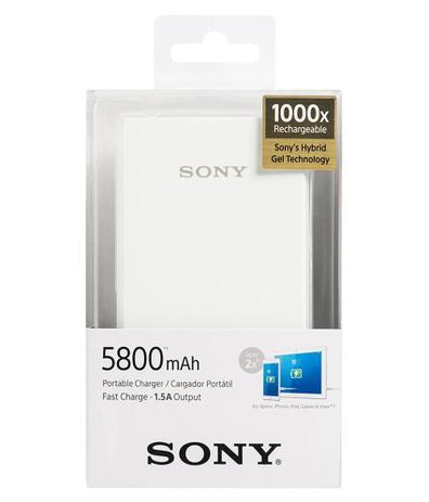 Carregador Portatil Sony CP-E6 5800mAh - Branco Menor preço em Carregador Portatil Sony CP-E6 5800mAh - Branco