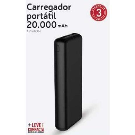 Carregador Portátil Universal 20.000 mAh Preto - Xtrax Menor preço em Carregador Portátil Universal 20.000 mAh Preto - Xtrax