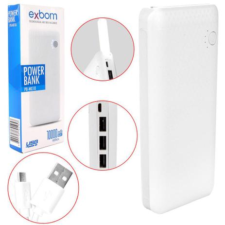 Carregador Power BANK 10000MAH Universal para Celular com 3 Portas USB PB-MX10 Branco PB-MX10 EXBOM é boa?