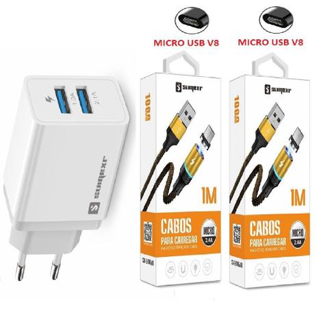 Carregador Rápido + 2 Cabo Magnético Micro Usb V8 Compativel com Celular Motorola Moto G5 G5S G5 Plus G4 Plus - Sumexr é boa?