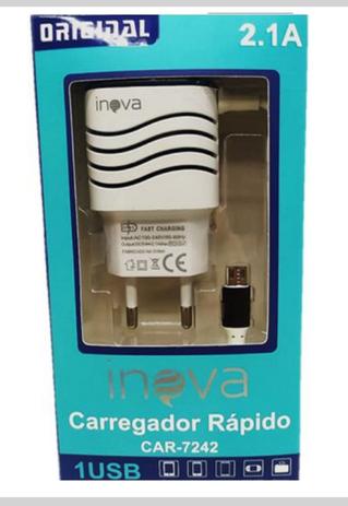 Carregador Rápido Turbo Inova 2.1A Entrada V8 Android- CAR7242 Menor preço em Carregador Rápido Turbo Inova 2.1A Entrada V8 Android- CAR7242