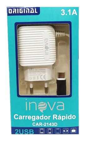 Carregador Rápido Turbo Inova 3.1A Entrada V8 Android- CAR2143d Menor preço em Carregador Rápido Turbo Inova 3.1A Entrada V8 Android- CAR2143d