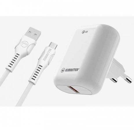 Carregador Turbo Micro USB 3.0A Branco - Kimaster Menor preço em Carregador Turbo Micro USB 3.0A Branco - Kimaster