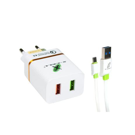 Carregador Ultra Rápido Qualcomm Quick Charge 4.0 C/ 2 USB + Cabo Micro USB V8 - XC-UR-16 - X-Cell Menor preço em Carregador Ultra Rápido Qualcomm Quick Charge 4.0 C/ 2 USB + Cabo Micro USB V8 - XC-UR-16 - X-Cell