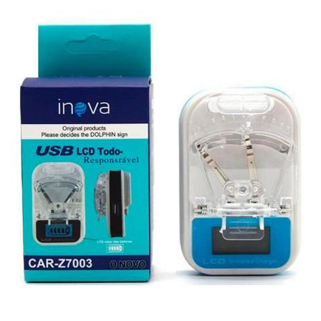 Carregador Universal de Bateria LCD Digital Com USB Inova - CAR-Z7003 Menor preço em Carregador Universal de Bateria LCD Digital Com USB Inova - CAR-Z7003