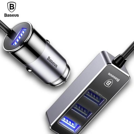 Carregador Veicular 2 em 1 Turbo Quick Charge Com 4 portas USB 5.5A Ultra Rápido Baseus Preto Menor preço em Carregador Veicular 2 em 1 Turbo Quick Charge Com 4 portas USB 5.5A Ultra Rápido Baseus Preto