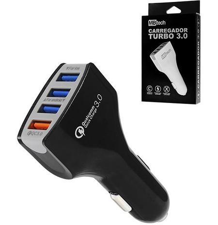 Carregador Veicular 3.0 Turbo Com 4 Portas Usb - Mb Tech Menor preço em Carregador Veicular 3.0 Turbo Com 4 Portas Usb - Mb Tech