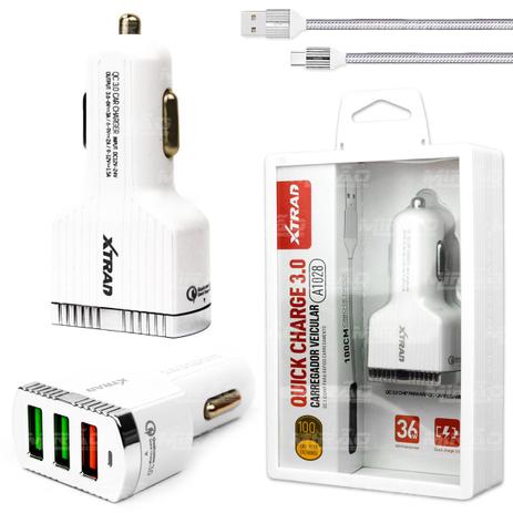 Carregador Veicular Auto ID de 1 USB 3.0A + 2USB - A1028 - Xtrad Menor preço em Carregador Veicular Auto ID de 1 USB 3.0A + 2USB - A1028 - Xtrad