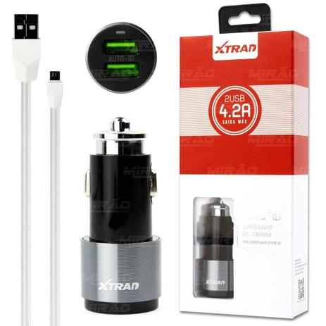 Carregador Veicular Auto ID IOS/Android de 2 USB 4.2A - A1033 - Xtrad Menor preço em Carregador Veicular Auto ID IOS/Android de 2 USB 4.2A - A1033 - Xtrad