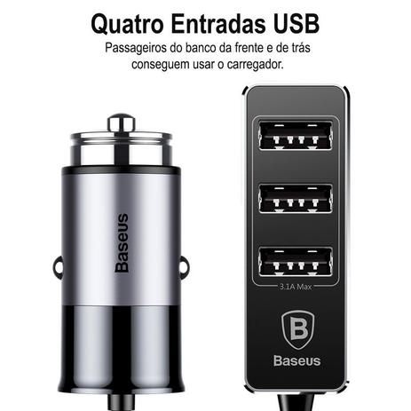 Carregador Veicular Baseus Enjoy Together 4 x USB e 5.5A é boa?