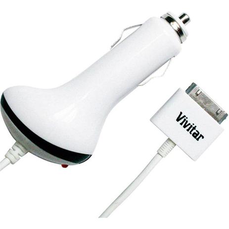 Carregador veicular Branco para iPad, iPhone e iPod - VIVITAR Menor preço em Carregador veicular Branco para iPad, iPhone e iPod - VIVITAR