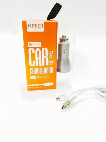 Carregador Veicular + Cabo Micro Usb V8 Potente 2 Saída Usb 6A Kaidi KD-108 Menor preço em Carregador Veicular + Cabo Micro Usb V8 Potente 2 Saída Usb 6A Kaidi KD-108