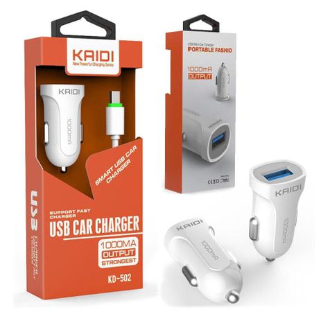 Carregador Veicular Cabo Micro Usb V8 Tubo Original Kaidi Menor preço em Carregador Veicular Cabo Micro Usb V8 Tubo Original Kaidi