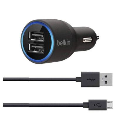Carregador Veicular Carro Belkin 2 Portas Usb + Cabo Android Samsung Motorola 20w 4.2a V8 Menor preço em Carregador Veicular Carro Belkin 2 Portas Usb + Cabo Android Samsung Motorola 20w 4.2a V8