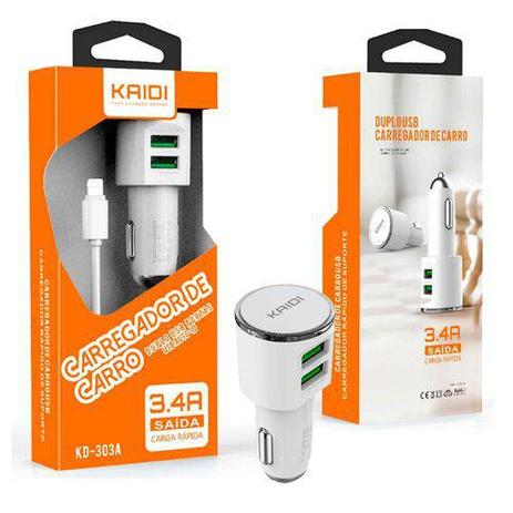 Carregador Veicular Compativel Iphone 5, 5S, SE, 6, 7, - 2 Portas ORIGINAL KAIDI Menor preço em Carregador Veicular Compativel Iphone 5, 5S, SE, 6, 7, - 2 Portas ORIGINAL KAIDI