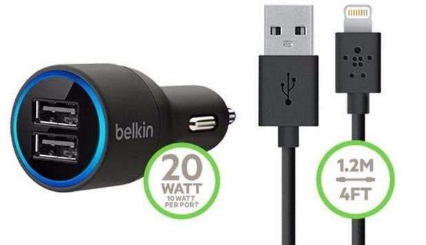Carregador Veicular Dual Belkin c/ Cabo Lightning Menor preço em Carregador Veicular Dual Belkin c/ Cabo Lightning