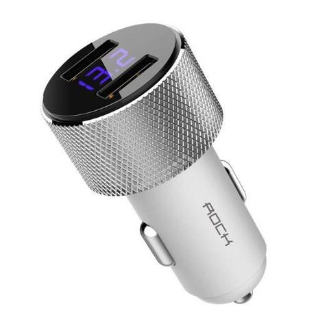 Carregador Veicular Dual Usb 5v 3.4a 12/24v Led - Branco - Rock Menor preço em Carregador Veicular Dual Usb 5v 3.4a 12/24v Led - Branco - Rock