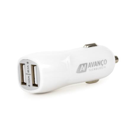 Carregador Veicular Dual USB Turbo 1.0A - 2.1A Branco - Avanço Menor preço em Carregador Veicular Dual USB Turbo 1.0A - 2.1A Branco - Avanço