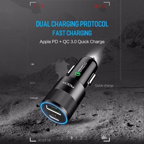 Carregador Veicular H5 TURBO PD QC 3.0 2xUSB 36W - Preto - Rock Menor preço em Carregador Veicular H5 TURBO PD QC 3.0 2xUSB 36W - Preto - Rock