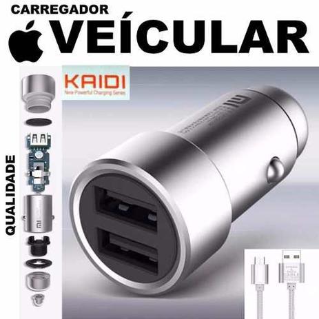 Carregador Veicular Iphone 3.6a 5 6s Plus 7 Plus 8 plus x xr xs + Cabo Dados - Kaidi Menor preço em Carregador Veicular Iphone 3.6a 5 6s Plus 7 Plus 8 plus x xr xs + Cabo Dados - Kaidi