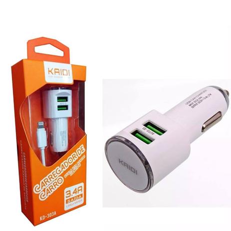 Carregador Veicular Kaidi 3.4A Original Dual Usb Iphone 6S Plus 7 8 X Menor preço em Carregador Veicular Kaidi 3.4A Original Dual Usb Iphone 6S Plus 7 8 X