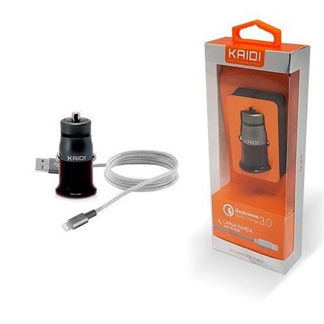 Carregador Veicular Kaidi Kd-103a + Cabo Dados Para Iphone Menor preço em Carregador Veicular Kaidi Kd-103a + Cabo Dados Para Iphone