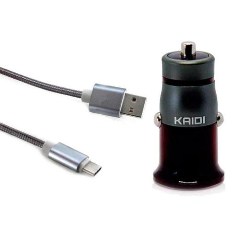 Carregador Veicular Kaidi Kd-103s + Cabo Dados Micro Usb V8 Menor preço em Carregador Veicular Kaidi Kd-103s + Cabo Dados Micro Usb V8