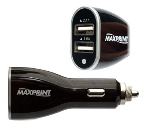 Carregador Veicular para celular - 2 saídas USB - 1A e 2.1A - Preto - Maxprint 608221 Menor preço em Carregador Veicular para celular - 2 saídas USB - 1A e 2.1A - Preto - Maxprint 608221