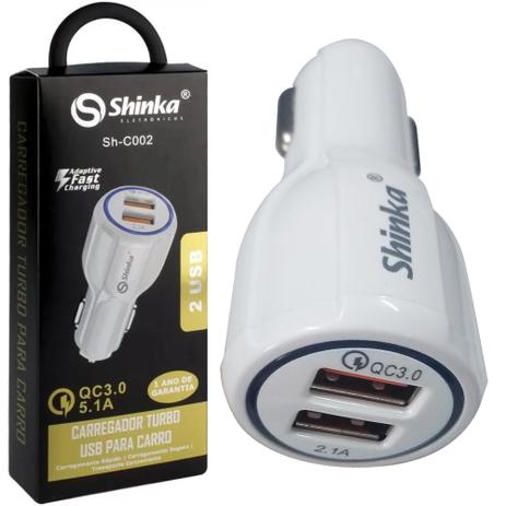 Carregador Veicular Turbo 2 USB SH-C002 - Shinka Menor preço em Carregador Veicular Turbo 2 USB SH-C002 - Shinka
