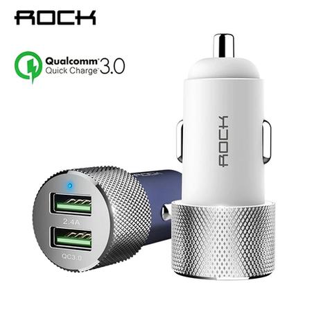 Carregador Veicular Veloz Sitor 2XUSB QC3.0 da Rock - Branco Menor preço em Carregador Veicular Veloz Sitor 2XUSB QC3.0 da Rock - Branco