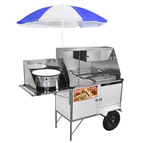 Carrinho 3 em 1 Cefaz Hot Dog Lanche e Salgado Luxo Branco Rodas Pneumáticas e Guarda Sol BL28P/GS Menor preço em Carrinho 3 em 1 Cefaz Hot Dog Lanche e Salgado Luxo Branco Rodas Pneumáticas e Guarda Sol BL28P/GS