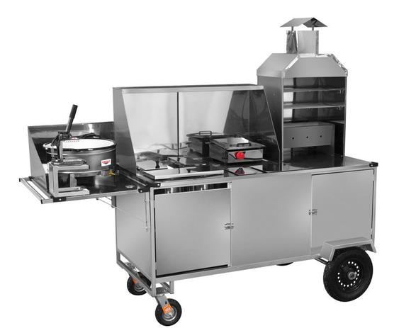 Carrinho 5 em 1 Churrasco+Hotdog etc. com Rodas Pneumáticas e Guarda Sol LC33P/GS - Cefaz Menor preço em Carrinho 5 em 1 Churrasco+Hotdog etc. com Rodas Pneumáticas e Guarda Sol LC33P/GS - Cefaz