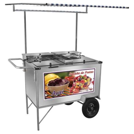 Carrinho Ambulante Salada de Frutas + Açai com Toldo e Rodas Pneumáticas L18P/T Cefaz Menor preço em Carrinho Ambulante Salada de Frutas + Açai com Toldo e Rodas Pneumáticas L18P/T Cefaz