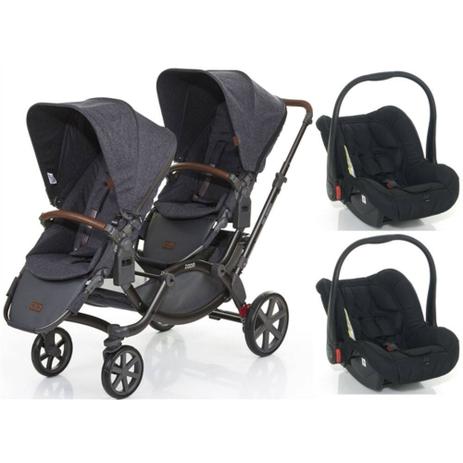 Carrinho de Bebê para Gêmeos Zoom + Bebê Conforto Style Street (Cinza) - ABC Design Menor preço em Carrinho de Bebê para Gêmeos Zoom + Bebê Conforto Style Street (Cinza) - ABC Design