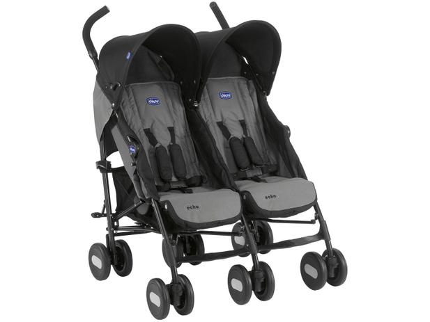 Carrinho de Bebê Passeio Gêmeos Chicco Echo Twin - Reclinável 2 Posições para Crianças até 15kg