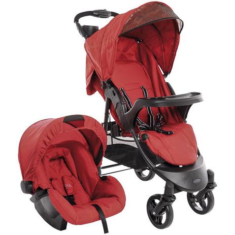 Menor preço em Carrinho De Bebe Travel System e Bebe Conforto Omega Kiddo Vermelho