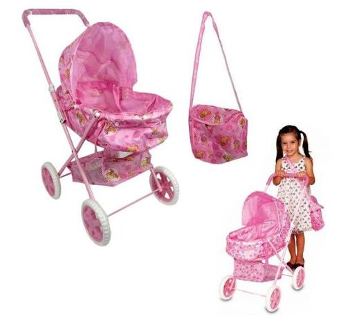 Carrinho De Boneca Bebê Grande para Reborn Ninos com Bolsa Tira Colo Rosa - FENIX Menor preço em Carrinho De Boneca Bebê Grande para Reborn Ninos com Bolsa Tira Colo Rosa - FENIX