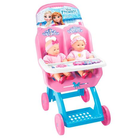 Carrinho de Boneca Duplo - Disney Frozen - Rosa e Branco - Líder - Lider Menor preço em Carrinho de Boneca Duplo - Disney Frozen - Rosa e Branco - Líder - Lider